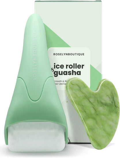 Gua Sha & Ice Roller Facial Set — De-Puffing Skincare Massage Tool