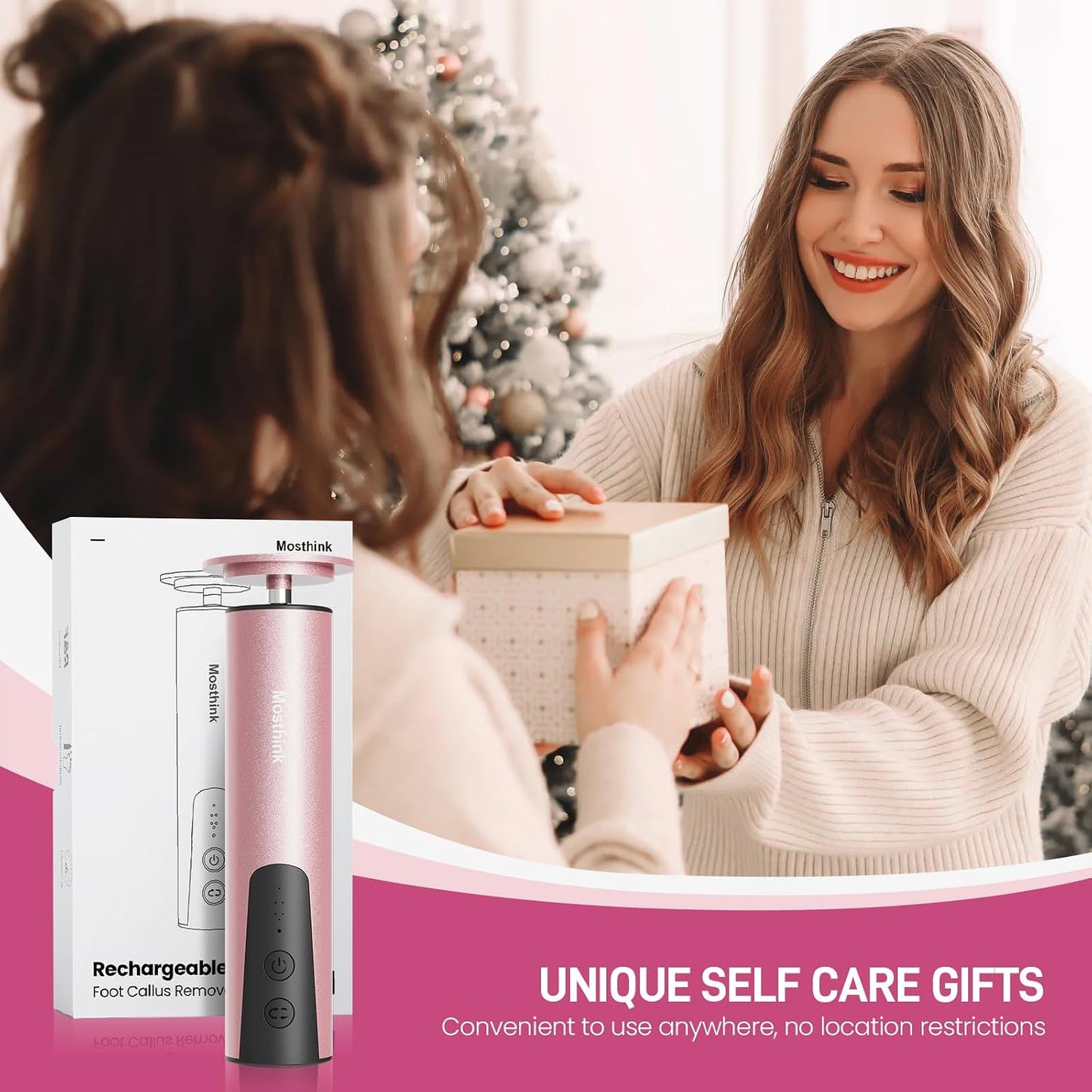 2-In-1 Electric Foot Callus Remover, Self Care Gifts for Women Mom Lover | Professional Pedicure Tool for Feet | 2 Hours Operation | 6 Gears Adjustable Foot File | 1200Mah Rechargeable | 20 Sandpapers