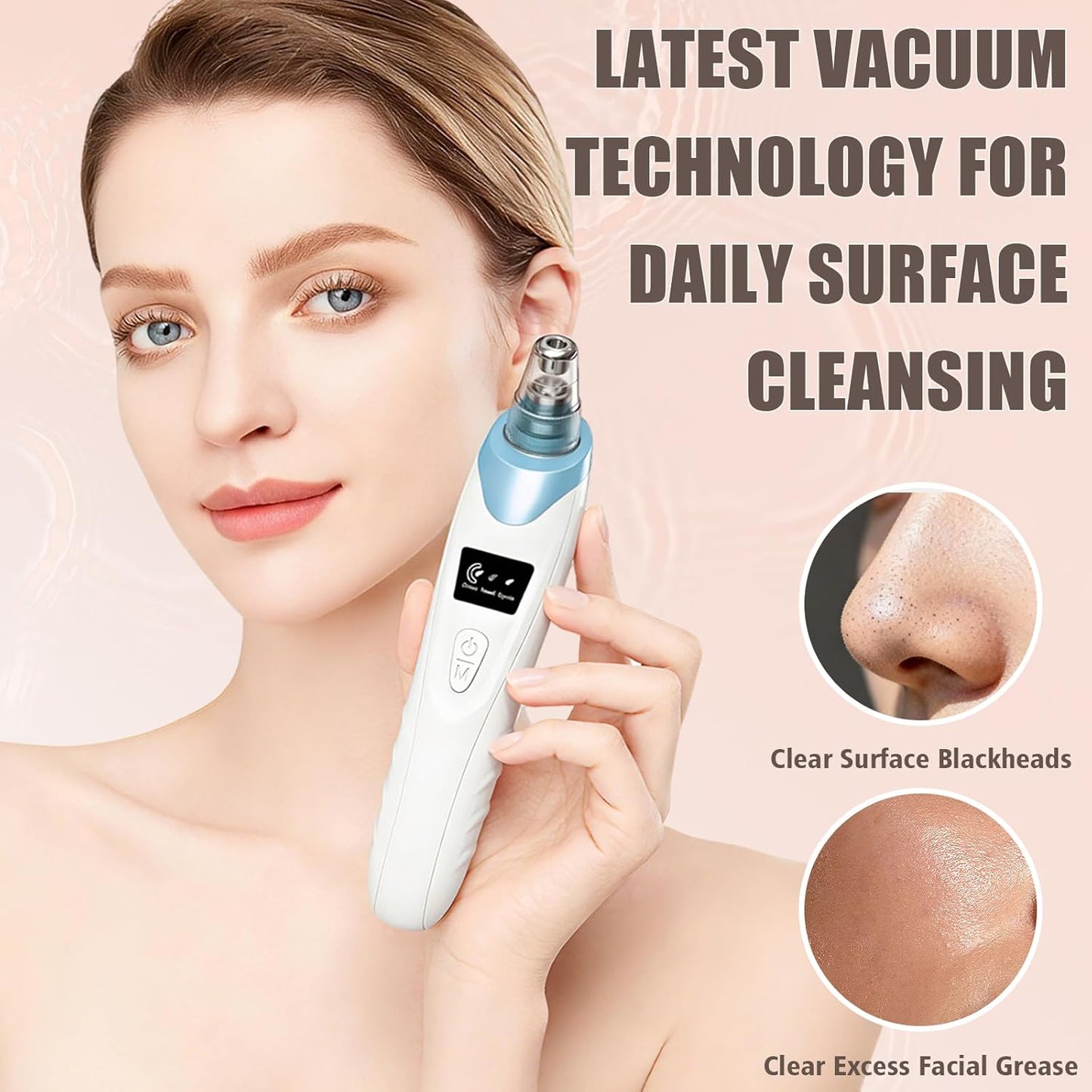 Blackhead Remover Pore Vacuum,Facial Pore Cleaner Blackhead Vacuum (Blue) | 5 Suction Power,5 Probes,Usb Rechargeable Pore Vacuum Tool for Adult