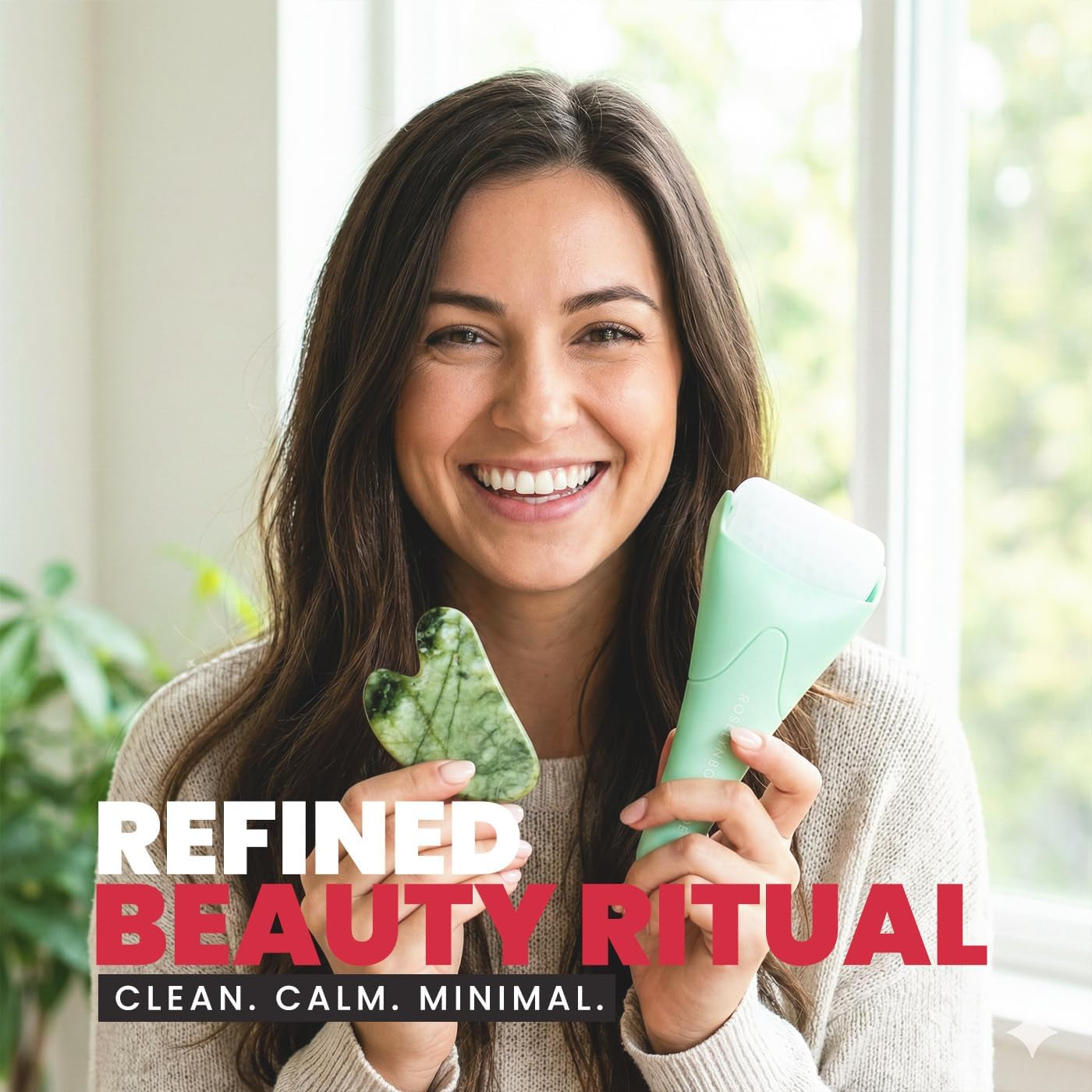 Gua Sha & Ice Roller Facial Set — De-Puffing Skincare Massage Tool