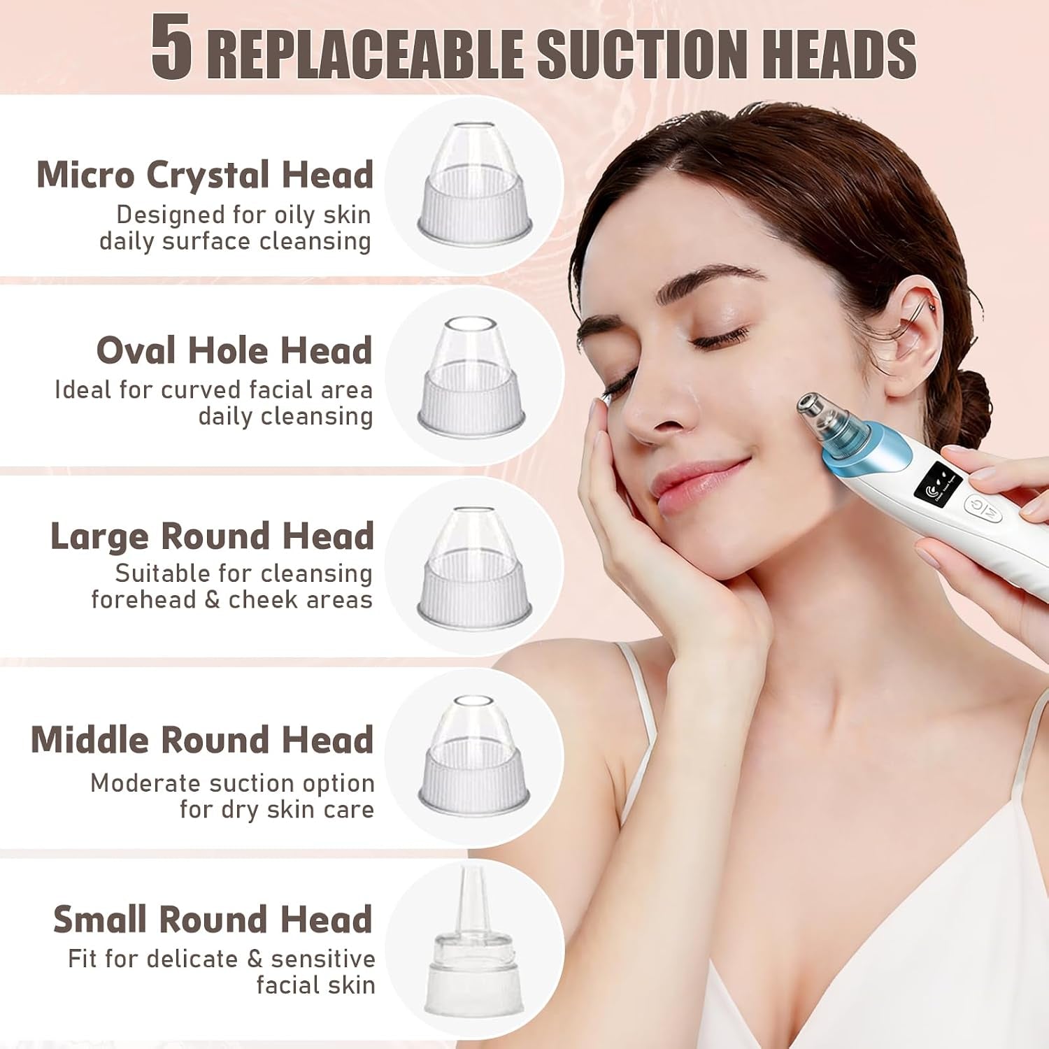 Blackhead Remover Pore Vacuum,Facial Pore Cleaner Blackhead Vacuum (Blue) | 5 Suction Power,5 Probes,Usb Rechargeable Pore Vacuum Tool for Adult