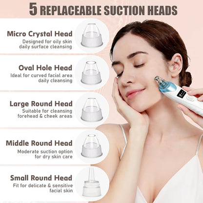 Blackhead Remover Pore Vacuum,Facial Pore Cleaner Blackhead Vacuum (Blue) | 5 Suction Power,5 Probes,Usb Rechargeable Pore Vacuum Tool for Adult