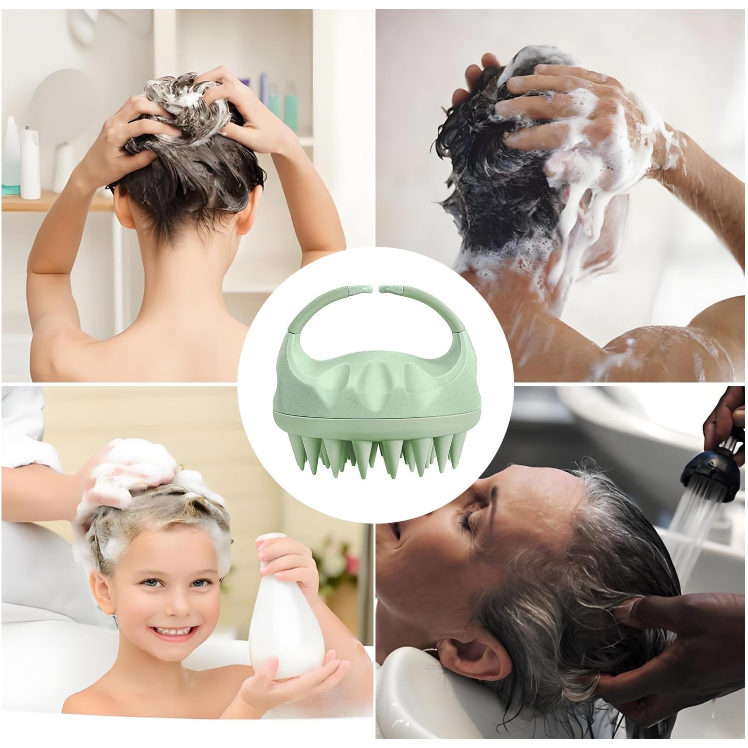 Scalp Massager Shampoo Brush, Scalp Scrubber with Soft Silicone Bristles, Scalp Exfoliator for Wet & Dry Hair (Green)