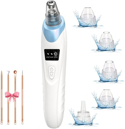 Blackhead Remover Pore Vacuum,Facial Pore Cleaner Blackhead Vacuum (Blue) | 5 Suction Power,5 Probes,Usb Rechargeable Pore Vacuum Tool for Adult