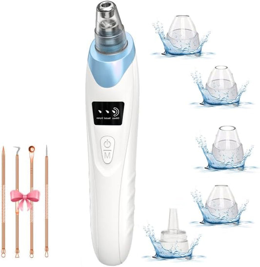 Blackhead Remover Pore Vacuum,Facial Pore Cleaner Blackhead Vacuum (Blue) | 5 Suction Power,5 Probes,Usb Rechargeable Pore Vacuum Tool for Adult
