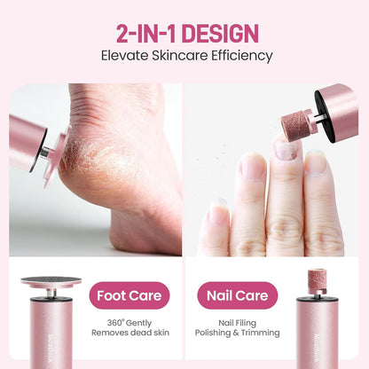 2-In-1 Electric Foot Callus Remover, Self Care Gifts for Women Mom Lover | Professional Pedicure Tool for Feet | 2 Hours Operation | 6 Gears Adjustable Foot File | 1200Mah Rechargeable | 20 Sandpapers