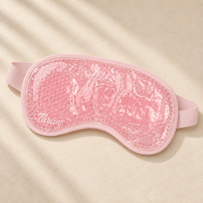 Pink gel bead eye mask flat lay on a light textured surface – thumbnail