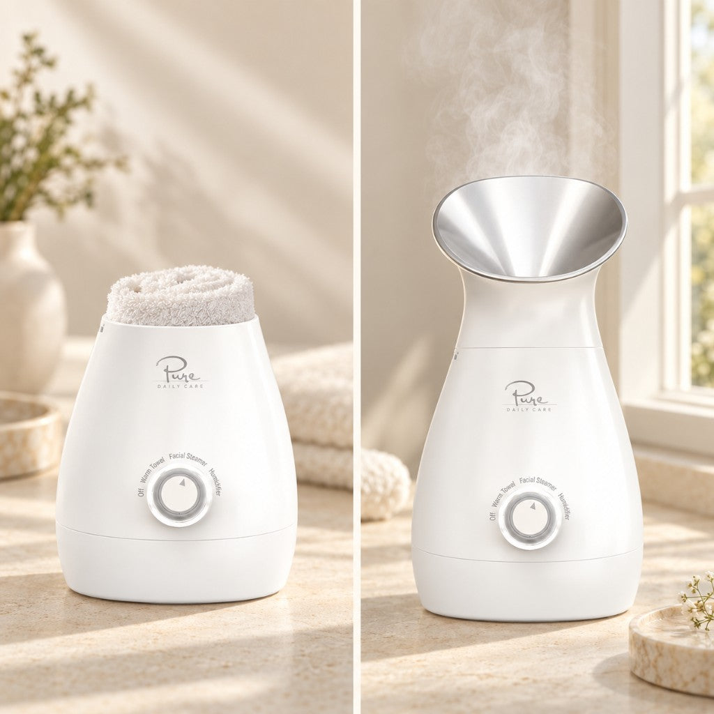 Towel warmer and facial steamer modes side by side
